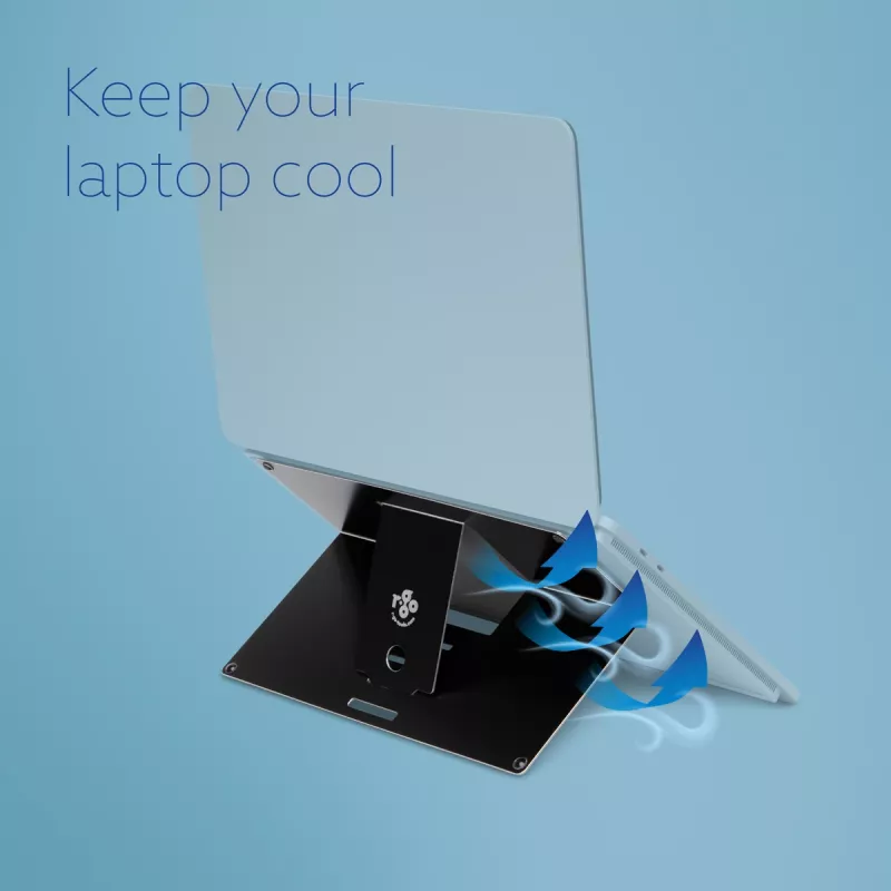 R-Go Tools laptopstandaard R-Go Riser Attachable, verstelbaar, geïntegreerd in je laptop, aluminium, zwart
