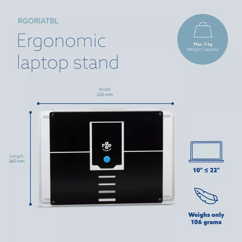 R-Go Tools laptopstandaard R-Go Riser Attachable, verstelbaar, geïntegreerd in je laptop, aluminium, zwart