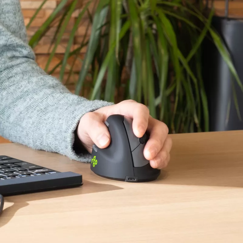 R-Go Tools ergonomische muis R-Go HE Break met pauzesoftware, medium (handmaat 165-185 mm), linkshandig, Bluetooth, zwart