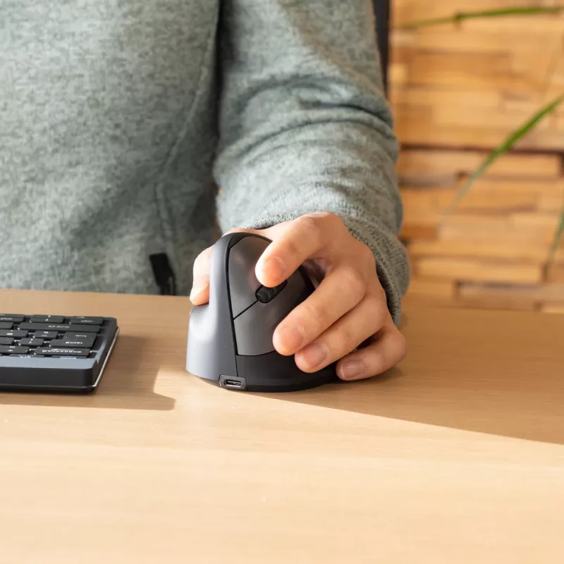 R-Go Tools ergonomische muis R-Go HE Break met pauzesoftware, medium (handmaat 165-185 mm), linkshandig, Bluetooth, zwart
