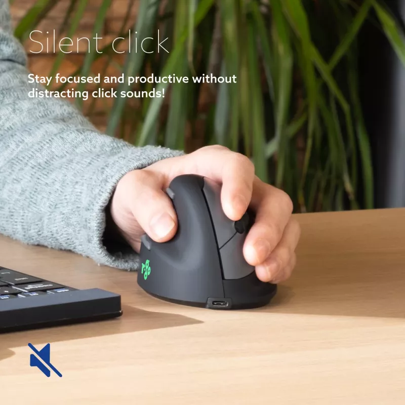 R-Go Tools ergonomische muis R-Go HE Break met pauzesoftware, medium (handmaat 165-185 mm), linkshandig, Bluetooth, zwart