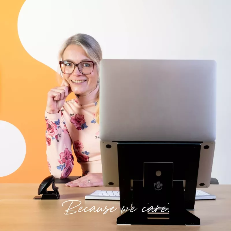 R-Go Tools laptopstandaard R-Go Riser Document, ergonomische, opvouwbare en verstelbare standaard met documenthouder, zwart