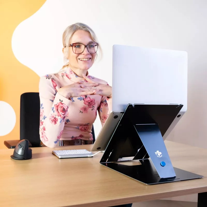 R-Go Tools tablet- en laptopstandaard R-Go Riser Duo, geschikt voor 10–22 inch scherm, zwart