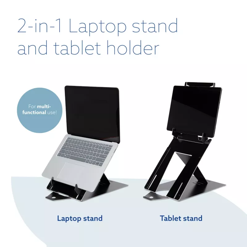 R-Go Tools tablet- en laptopstandaard R-Go Riser Duo, geschikt voor 10–22 inch scherm, zwart
