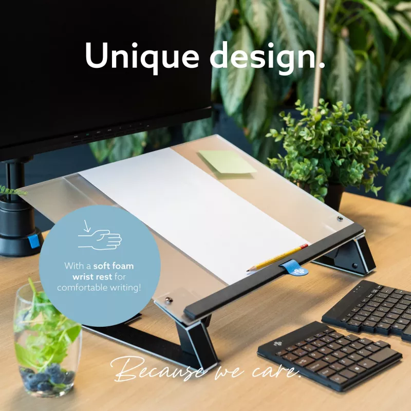 R-Go Tools documenthouder R-Go Read2Write, geschikt om te lezen en te schrijven, ergonomisch, met zachte schuim handpalmsteun, mat acryl