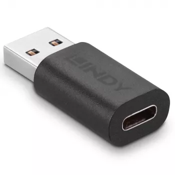 Lindy USB 3.2 Type-A naar C-adapter, USB 3.2 Type-A, USB 3.2 Type-C, Zwart