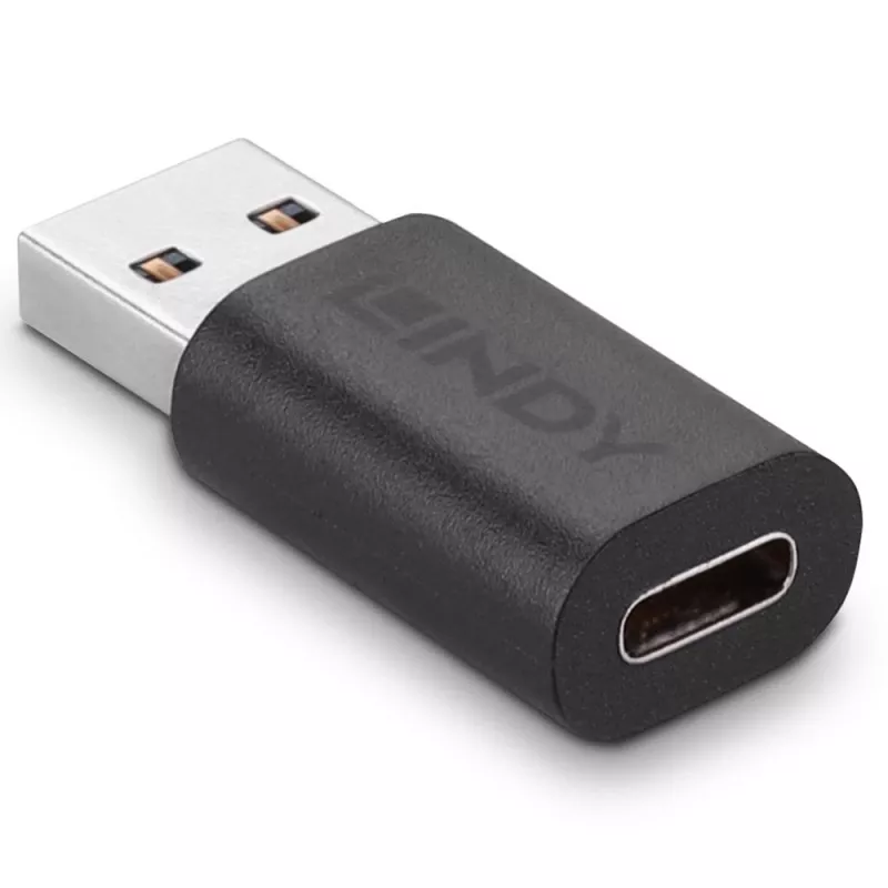 Lindy USB 3.2 Type-A naar C-adapter, USB 3.2 Type-A, USB 3.2 Type-C, Zwart