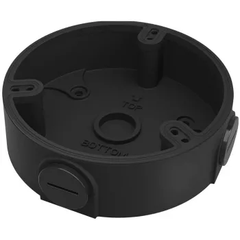 Aansluitdoos DAHUA DH-PFA136-B — aluminium behuizing, zwart, 1/2 inch schroefdraad, 110×34 mm, 1 kg draagvermogen