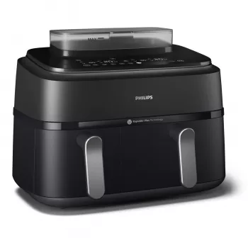 Heteluchtfriteuse Philips 5000 Serie NA551/00 — 9 l inhoud, 2300 W, touchbediening, LED-display, zwart/zilver