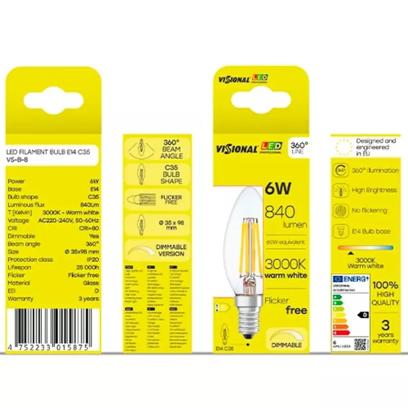 LED-lamp VISIONAL VS-B-8 — 6 W, 840 lm, koudwit (840)