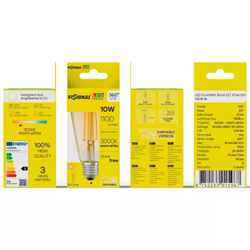 LED-lamp VISIONAL VS-B-16 10W — 1100 lm, huishoudverlichting
