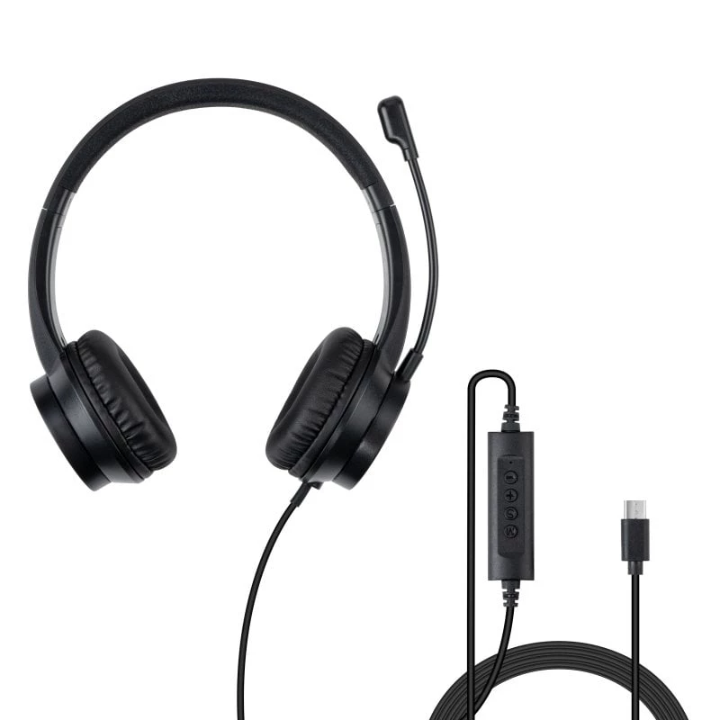 Lindy 20439 USB-C-kantoorheadset met USB-A-naar-USB-C-adapter