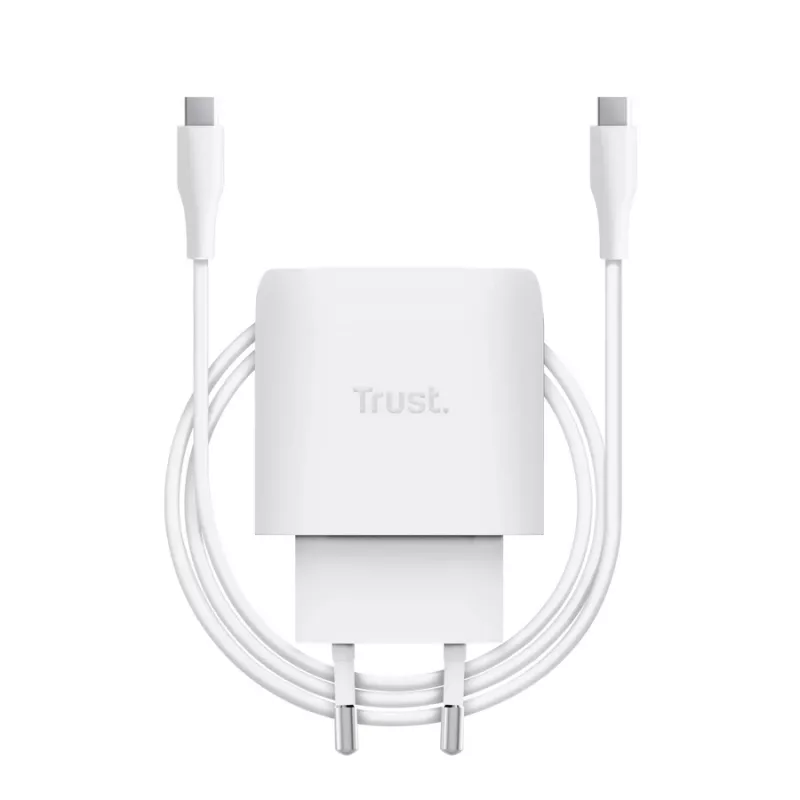 TRUST Maxo 45W USB-C GaN-oplader, 45 W, USB-C-uitgang, max. 20 V, 2 m kabel, wit