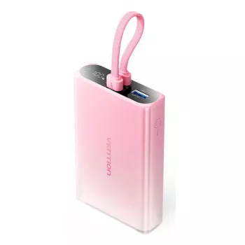 Powerbank Vention 10000mAh (USB-C, Lightning, USB-A) 22,5W LED-indicator roze
