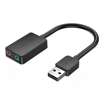 Vention 2-poorts externe USB-geluidskaart 0,15 m zwart 2.1 kanalen 16 bit