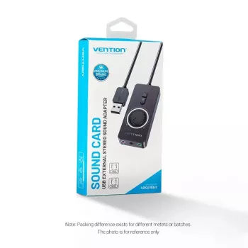 Vention USB 2.0 externe stereo-geluidsadapter met volumeregeling 0,15 M zwart ABS