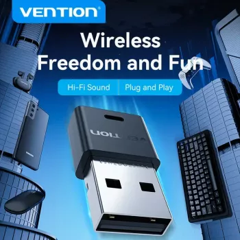 USB Bluetooth-netwerkadapter Vention NAHB0 — draadloze USB-host, Bluetooth-interface, zwart