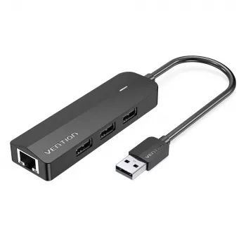 USB 2.0 hub Vention 3-poorts met 100M Ethernet adapter, USB 2.0 host, 4 poorten, zwart