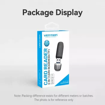 Vention 2-in-1 USB 3.2 Gen 1 (USB 3.0) kaartlezer — SD & MicroSD, zwart, compact