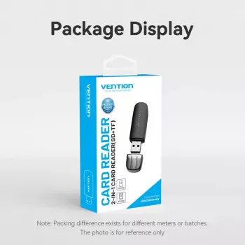 Vention 2-in-1 USB 3.0 A kaartlezer SD+TF, USB 3.2 Gen 1, 5000 Mbit/s, zwart