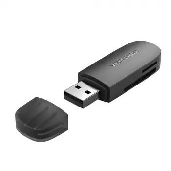 Vention 2-in-1 USB 3.0 A kaartlezer SD+TF, USB 3.2 Gen 1, 5000 Mbit/s, zwart