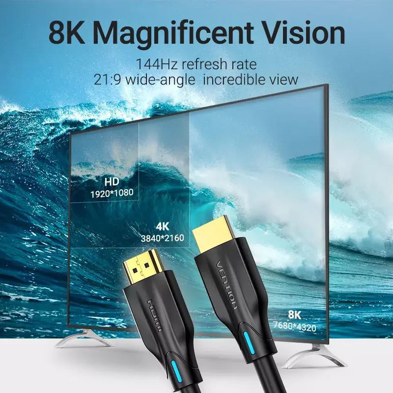 Vention 8K HDMI-kabel 2m zwart 48 Gbit/s HDMI 2.1
