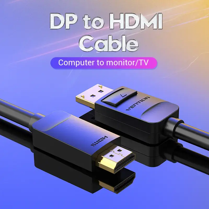 Vention DP-naar-HDMI-kabel 1,5 m zwart DisplayPort HDMI 1,5 m