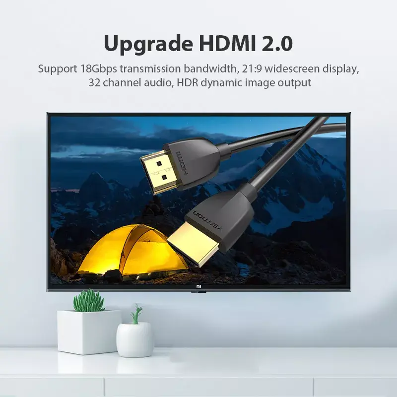 Vention draagbare HDMI-kabel 1M zwart 2.0 18 Gbit/s