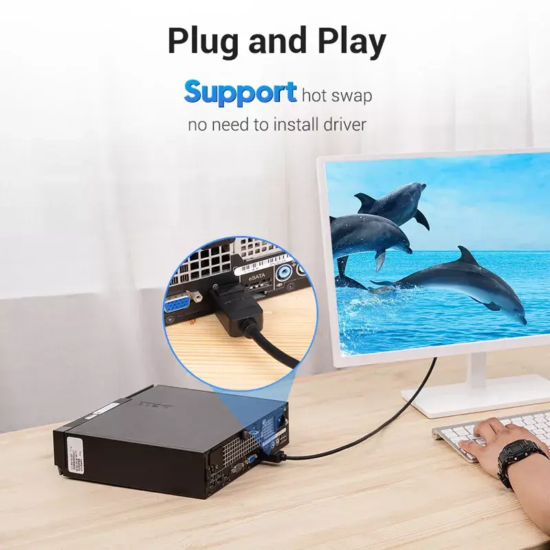Vention HAFBH DisplayPort-naar-DVI-kabel, 2 m
