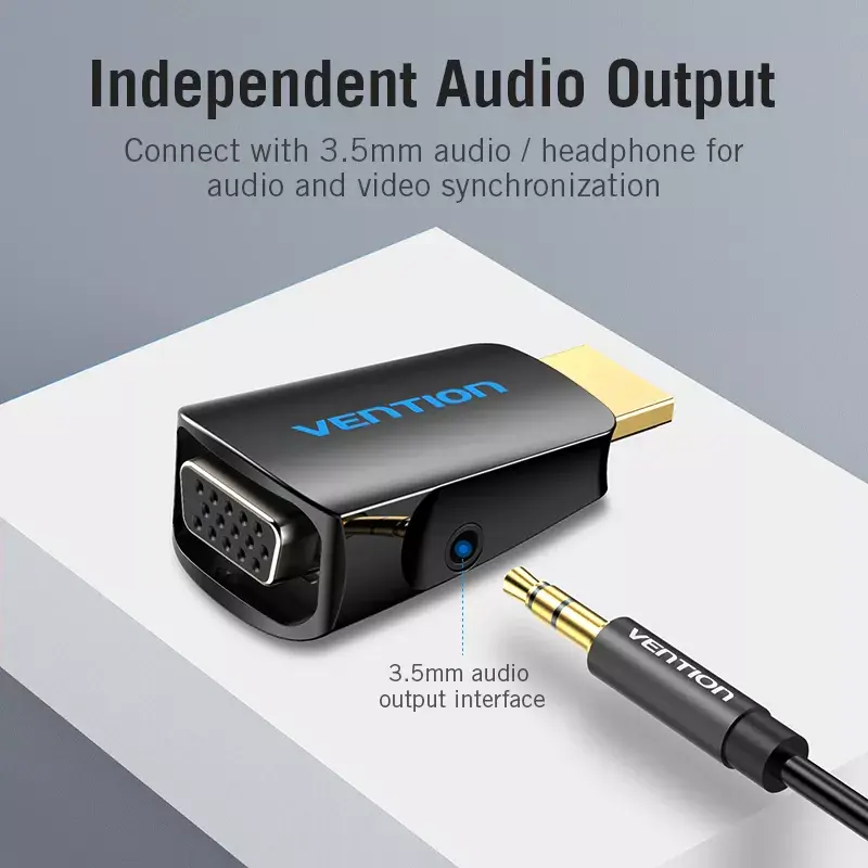 Vention AIDB0 HDMI-naar-VGA-converter, 3,5 mm audioaansluiting