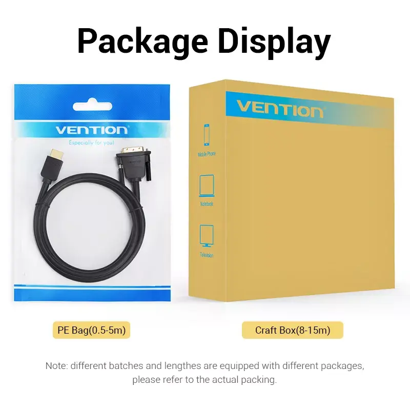 Vention HDMI-naar-DVI-kabel 1,5 m zwart HDMI type A DVI-D