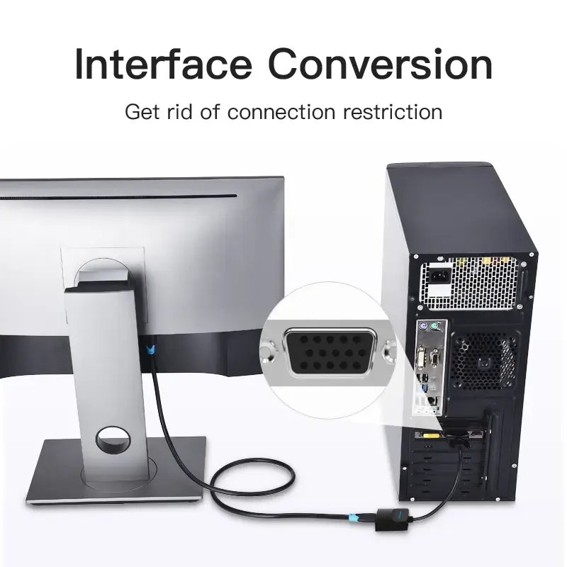 VGA naar HDMI-converter Vention 0,15 m zwart VGA HDMI micro-USB audio