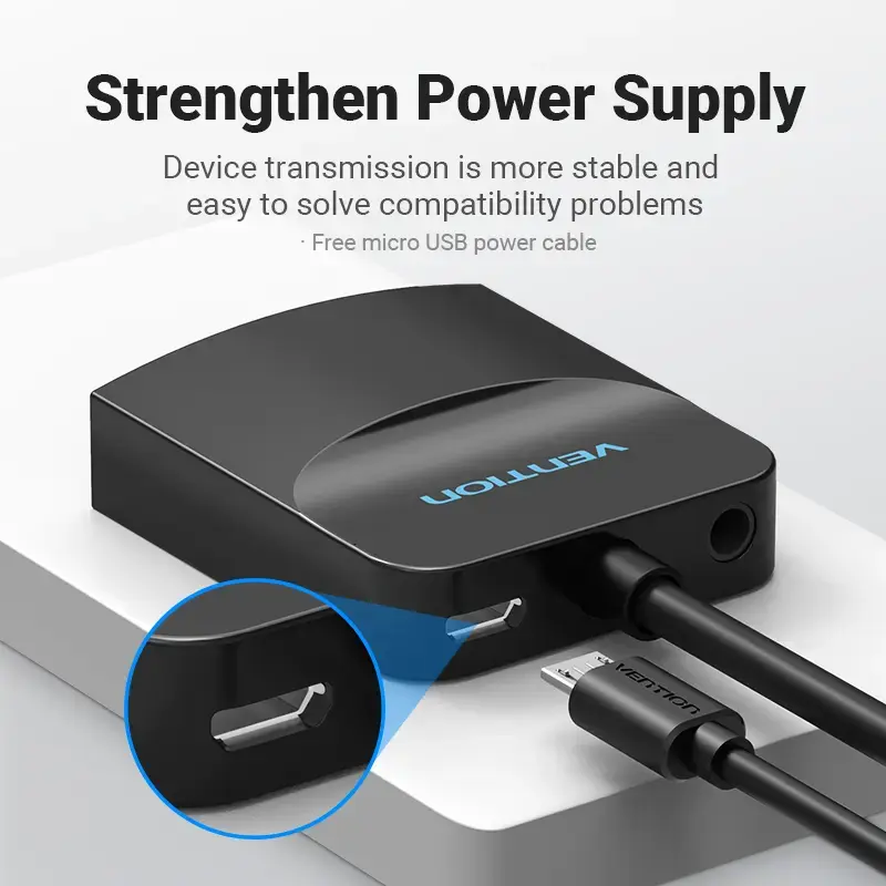 VGA naar HDMI-converter Vention 0,15 m zwart VGA HDMI micro-USB audio