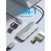 Dockingstation Vention USB-C naar HDMI USB 3.0x3 SD TF PD 100W grijs