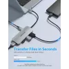 Dockingstation Vention USB-C naar HDMI USB 3.0x3 SD TF PD 100W grijs