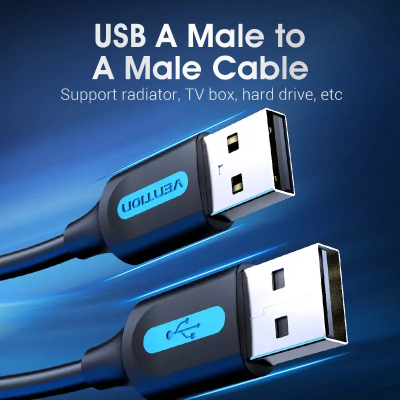 Vention COJBH USB 2.0-kabel, USB-A male naar USB-A male, 2 m, 2 A, zwart
