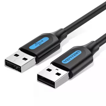 USB 2.0 A-A kabel Vention 2 m, zwart PVC, USB A naar USB A, 0,48 Gbit/s