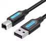 USB 2.0 A-stekker naar B-stekker kabel 3 m — Vention — zwart PVC, 480 Mbit/s, 2 A