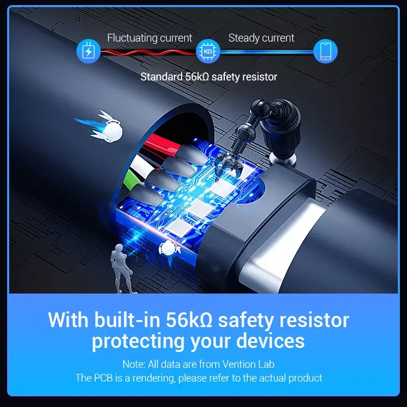 Vention USB 2.0 A-stekker naar C-stekker 3A kabel 0,5 m zwart