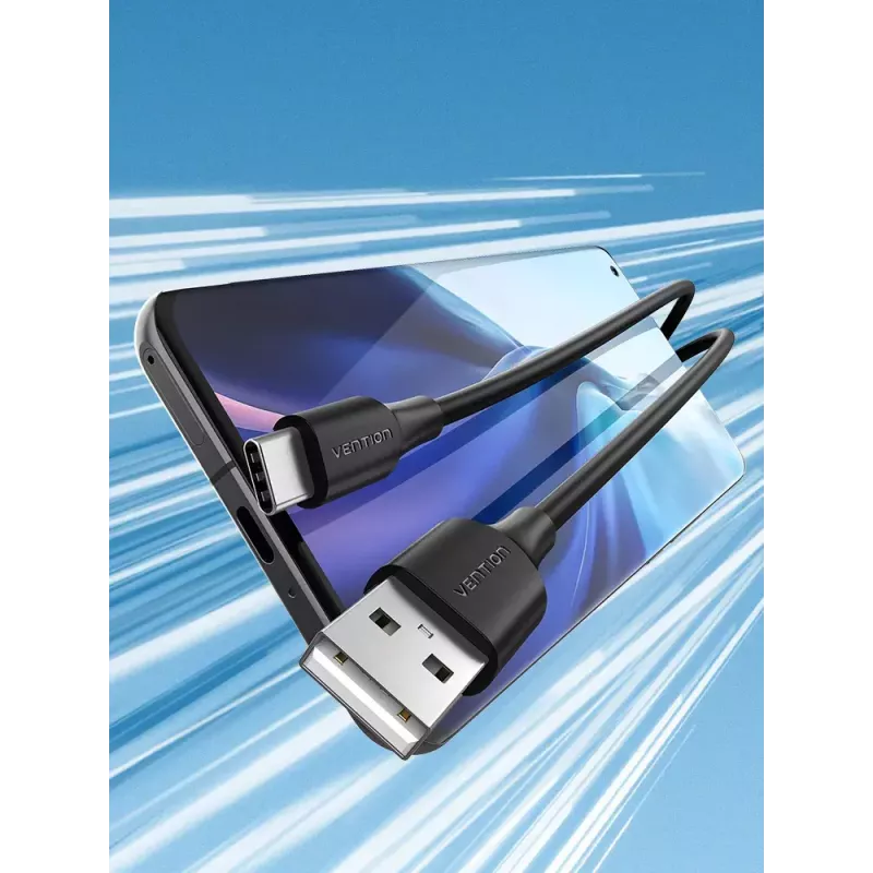Vention USB 2.0 A male naar C male 3A-kabel 0.5M zwart