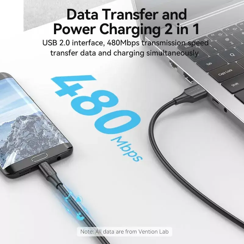 Vention USB 2.0 A-stekker naar Micro-B-stekker 2A kabel 1,5 m zwart