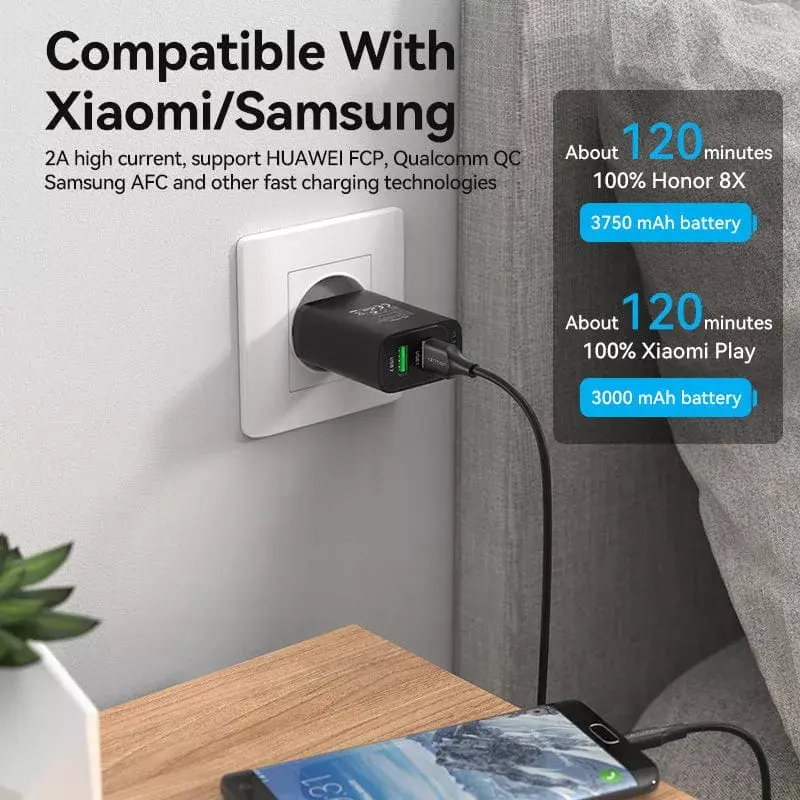 Vention USB 2.0 A-stekker naar Micro-B-stekker 2A kabel 1,5 m zwart