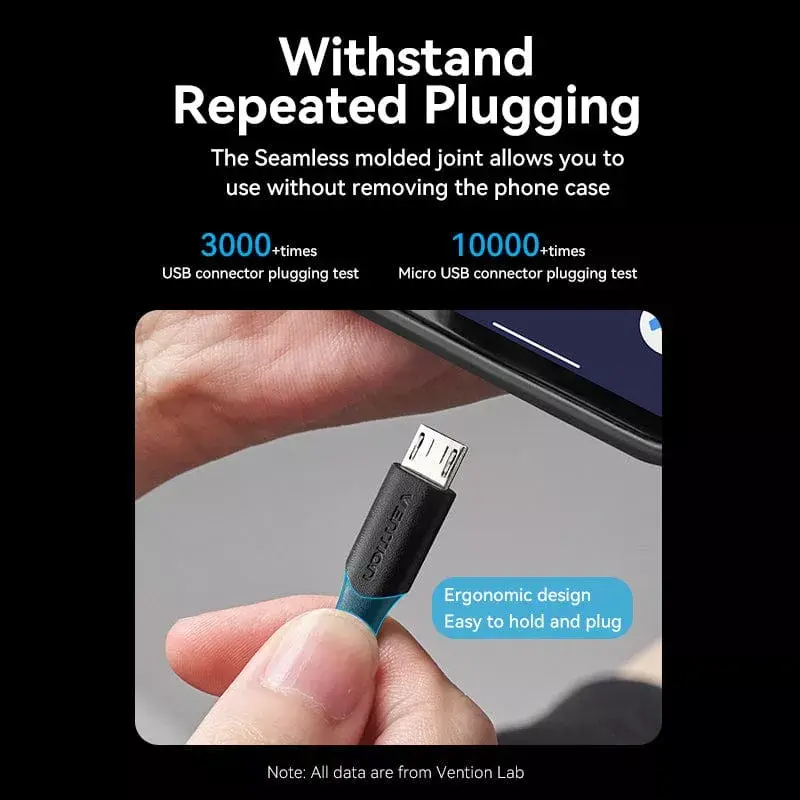 Vention USB 2.0 A-stekker naar Micro-B-stekker 2A-kabel 1M zwart