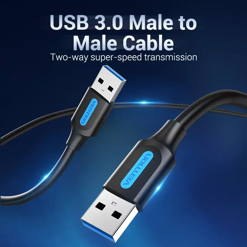 Vention CONBD USB 3.0-kabel, USB-A male naar USB-A male, 0,5 m, PVC, zwart