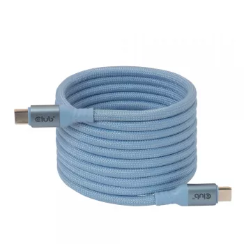 Club 3D CAC-3030 USB-C Magnetic-Coil-kabel, 240 W PD3.1, bidirectioneel, snel opladen, 2 m (6,56 ft), blauw
