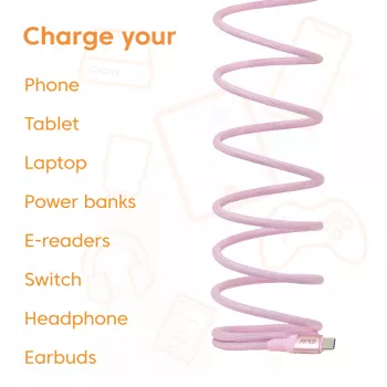 CLUB3D USB-C Magnetic-Coil 240W roze kabel 2m USB 2.0