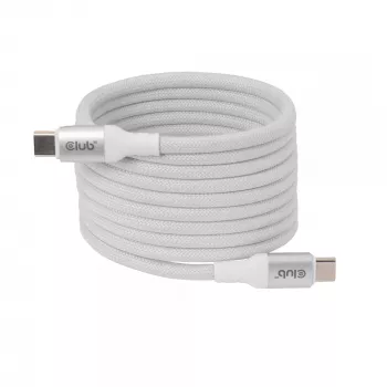 USB-C Magnetic-Coil kabel Club 3D CAC-3032 — wit, magnetische spoelontwerp voor opladen en gegevensoverdracht