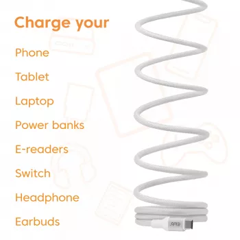 USB-C Magnetic-Coil kabel Club 3D CAC-3032 — wit, magnetische spoelontwerp voor opladen en gegevensoverdracht