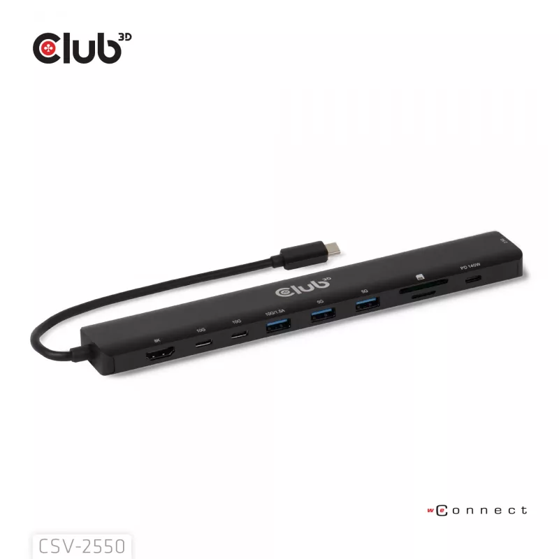 CLUB3D 10-1 draagbaar dock USB Type-C® 10Gbps naar HDMI™ 8K30Hz PD3.1 max. 140 watt