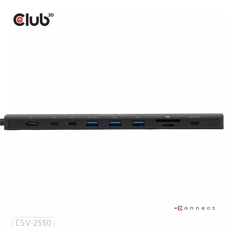 CLUB3D 10-1 draagbaar dock USB Type-C® 10Gbps naar HDMI™ 8K30Hz PD3.1 max. 140 watt